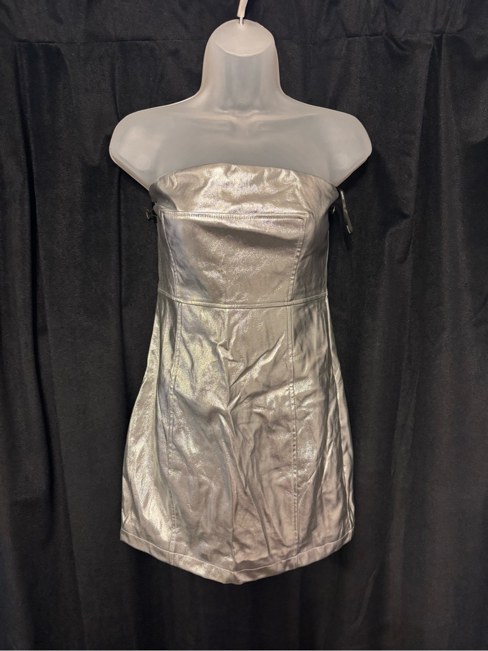 Forever 21 Metallic Silver Strapless Mini Dress